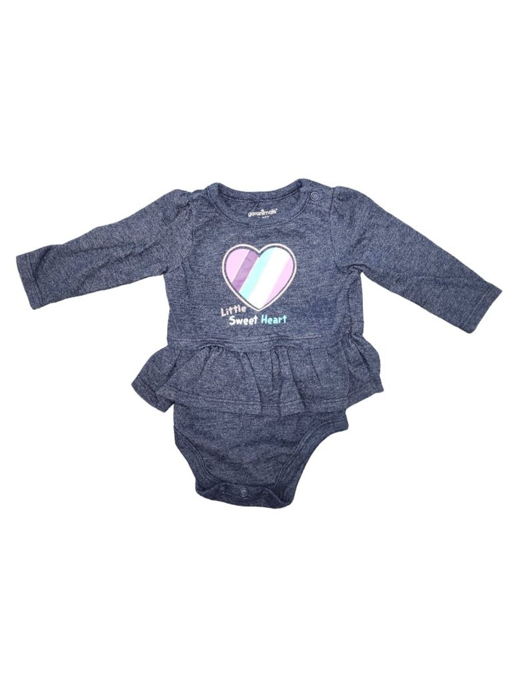 Baby Girls Garanimals One Piece Navy Ruffle Little Sweet Heart Rainbow 0-3 Month